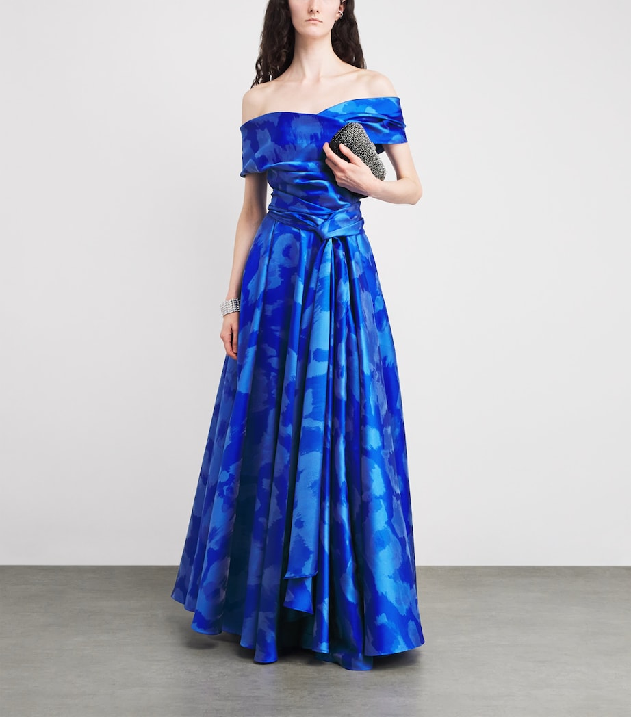 Satin Off-The-Shoulder Gown 408 PERIWINKLE Image 2