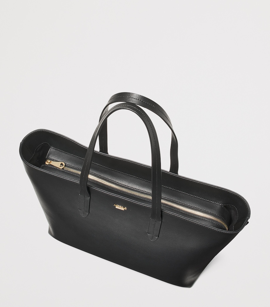 Leather East West Tote Bag BLACK Image 4
