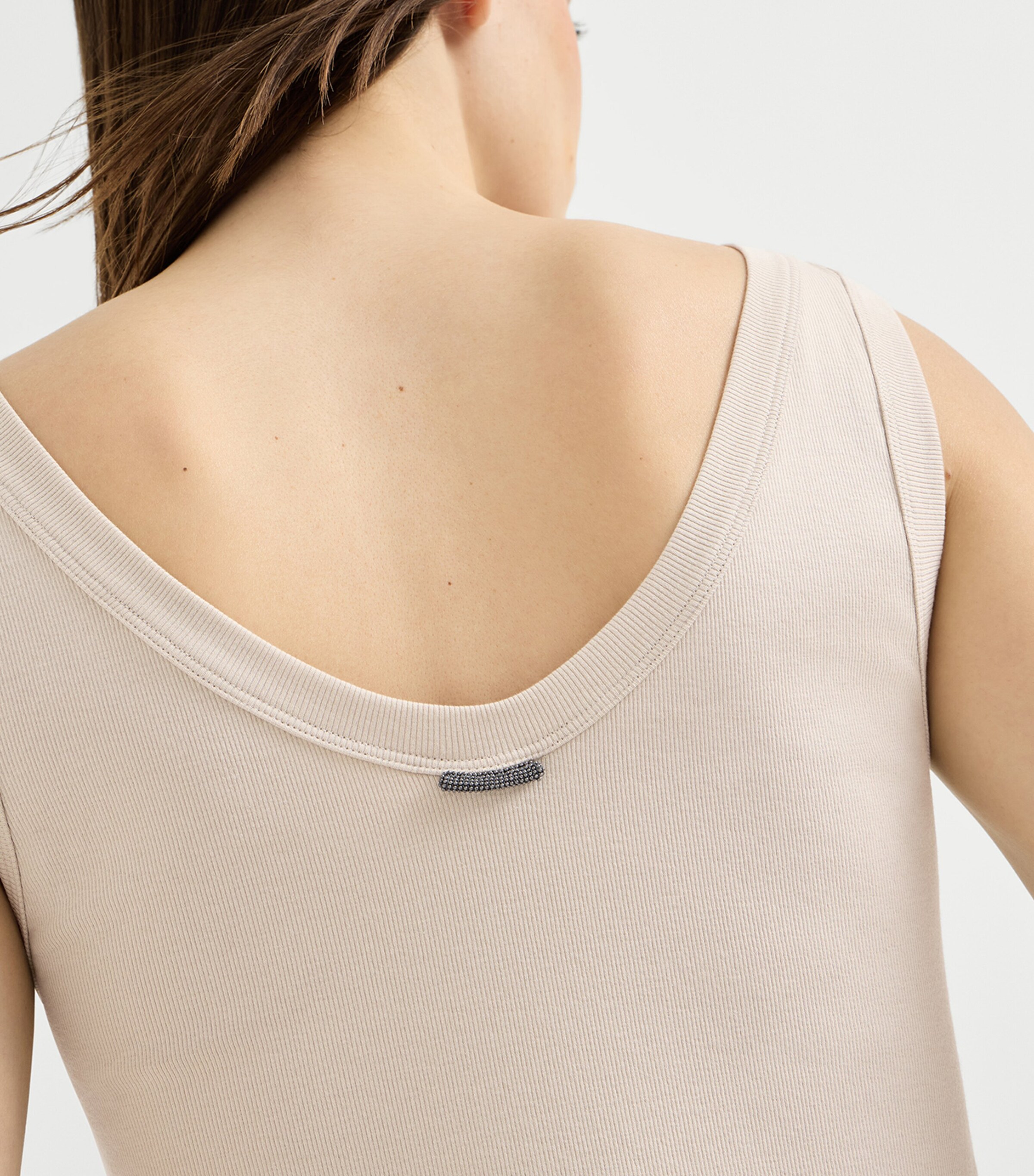 Brunello Cucinelli Womens Stretch-Cotton Ribbed Tank Top Image 6