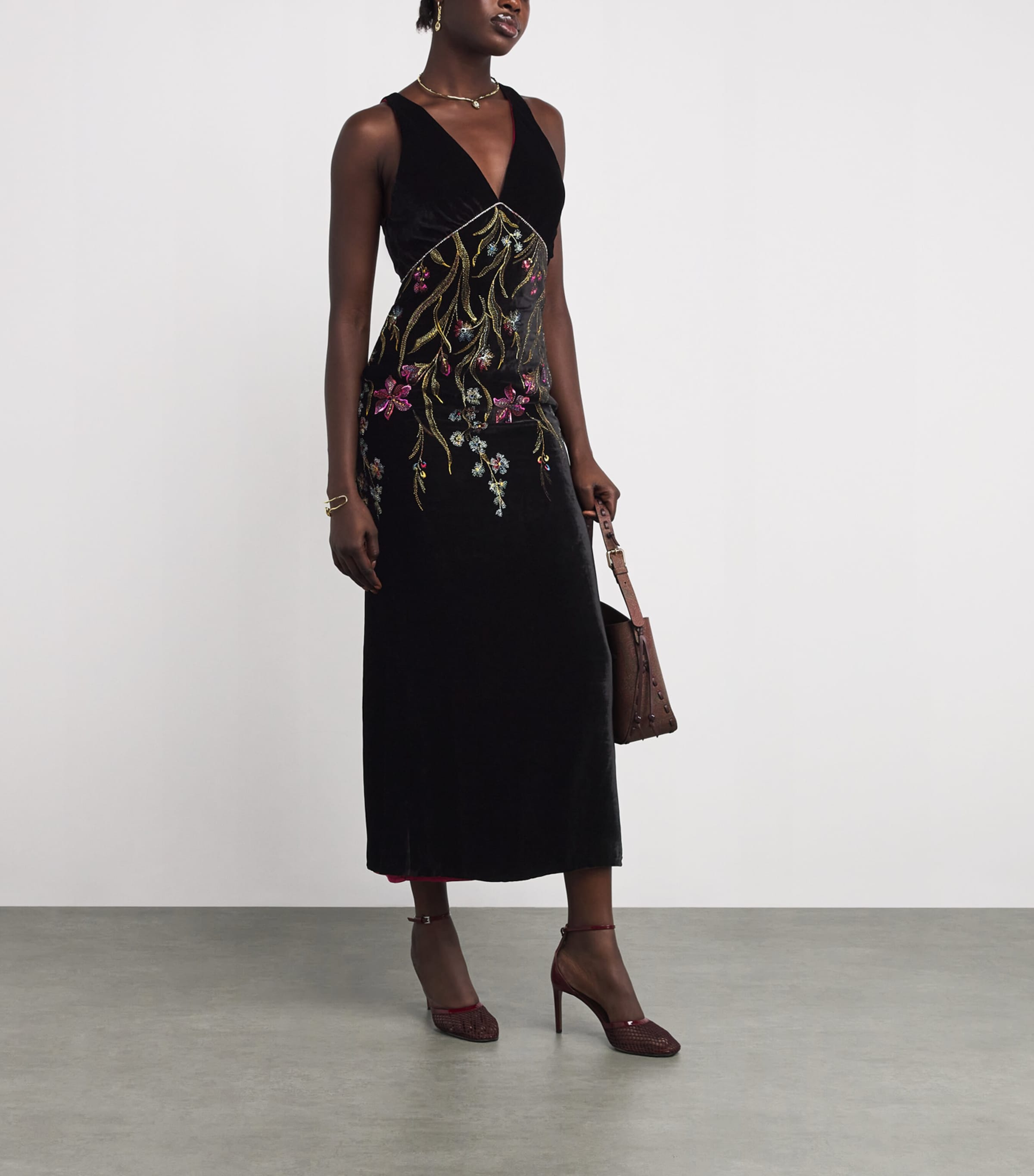 Velvet Embroidered Zaffira Maxi Dress ARCIMBOLDI Image 2
