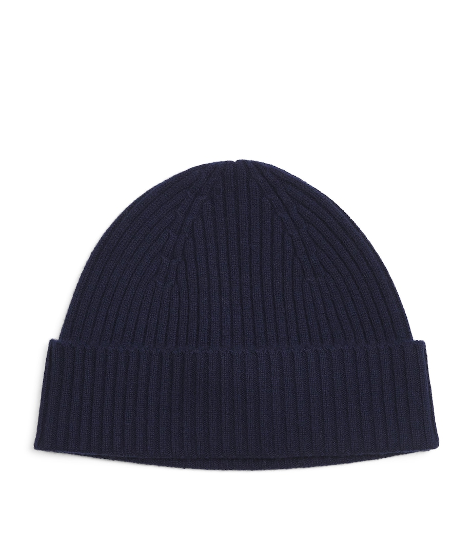 Harrods Navy Cashmere Ribbed Beanie Harrods UK1