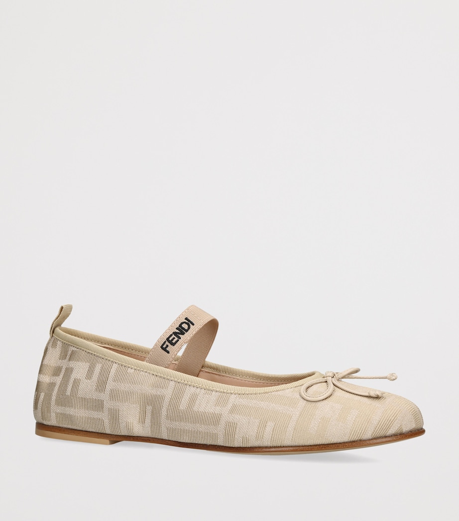 Fendi Kids Monogram-Strap Ballet Flats Beige Image 2