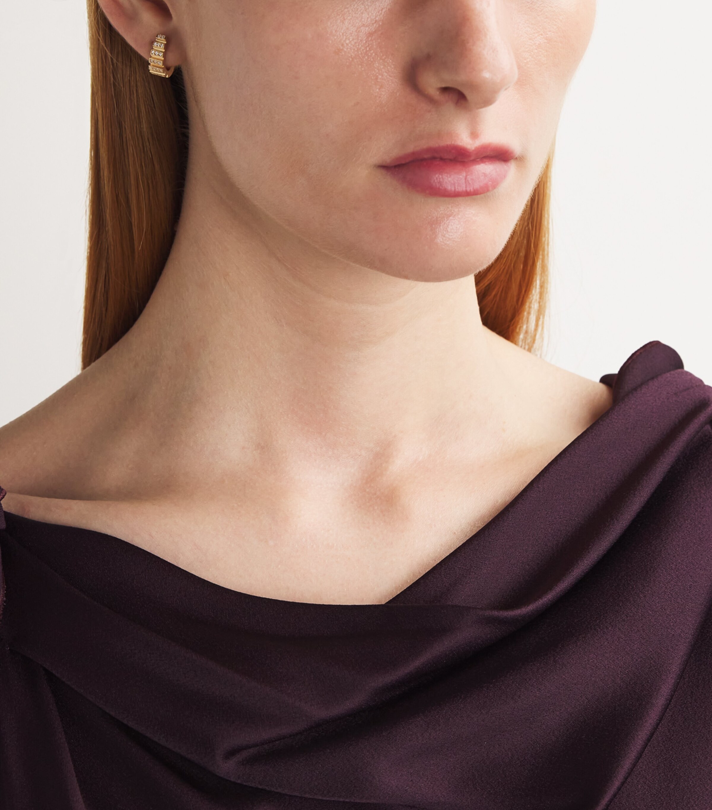 Small Yellow Gold and Diamond Escalier Hoop Earrings YELLOW GOLD Image 2