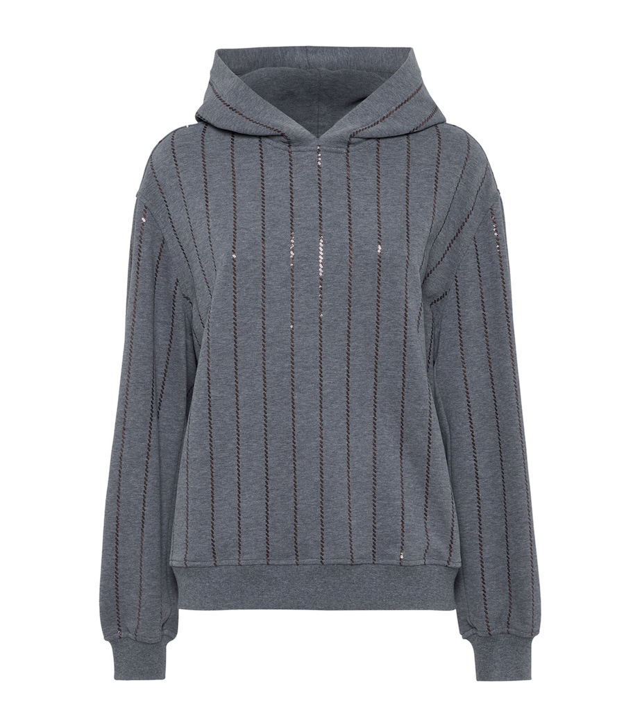 Cotton Sequin-Stripe Hoodie C8125 Image 1