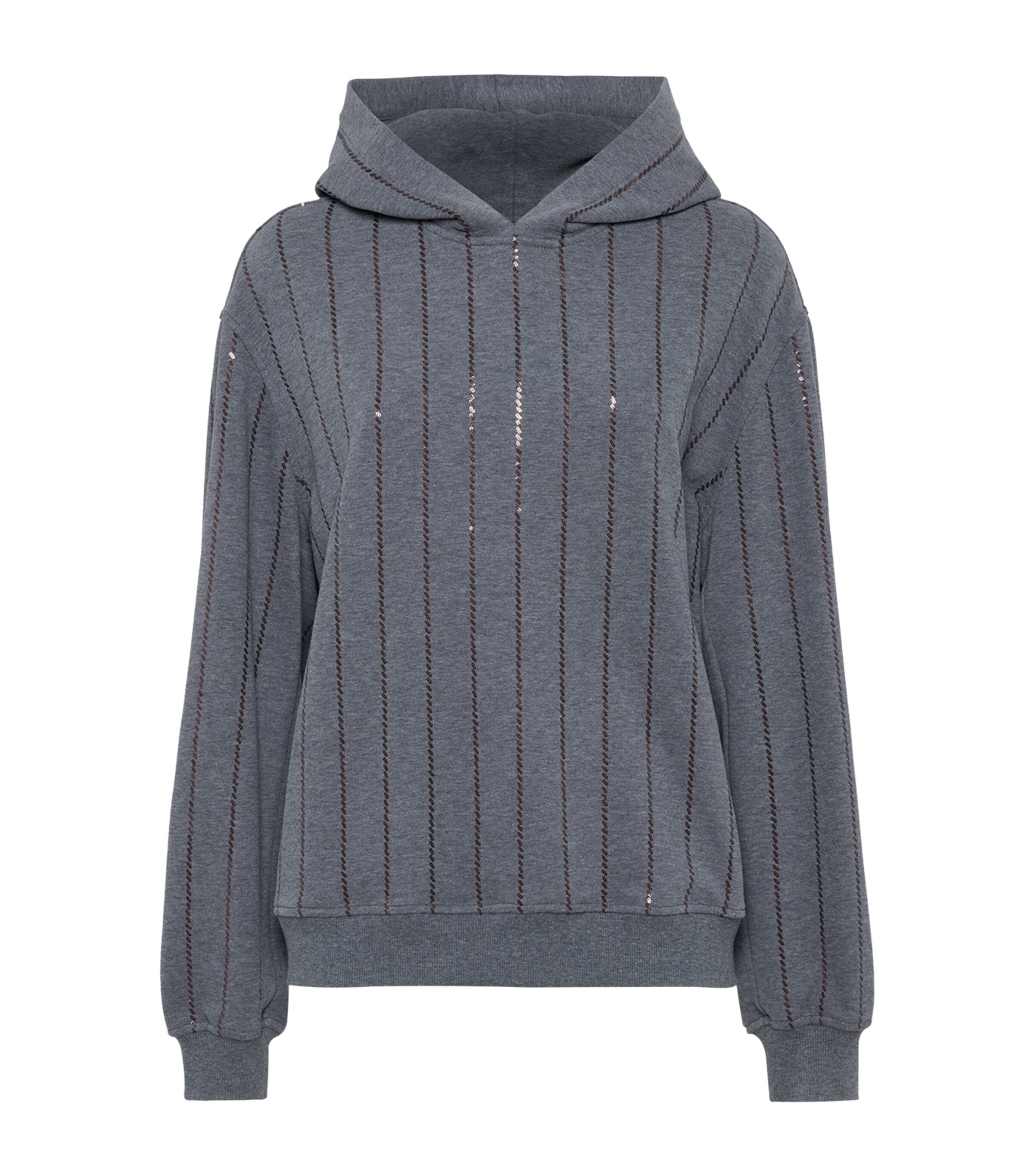 Brunello Cucinelli Cotton Sequin-Stripe Hoodie | Women Clothing | Tops | Sweatshirts & Hoodies | Designers | Brunello Cucinelli