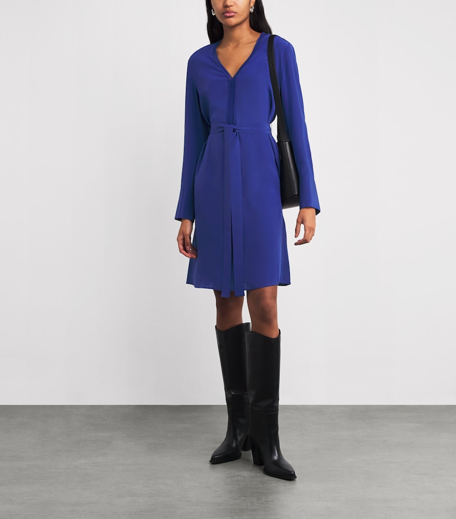Silk V-Neck Siam Mini Dress COBALT Image 2