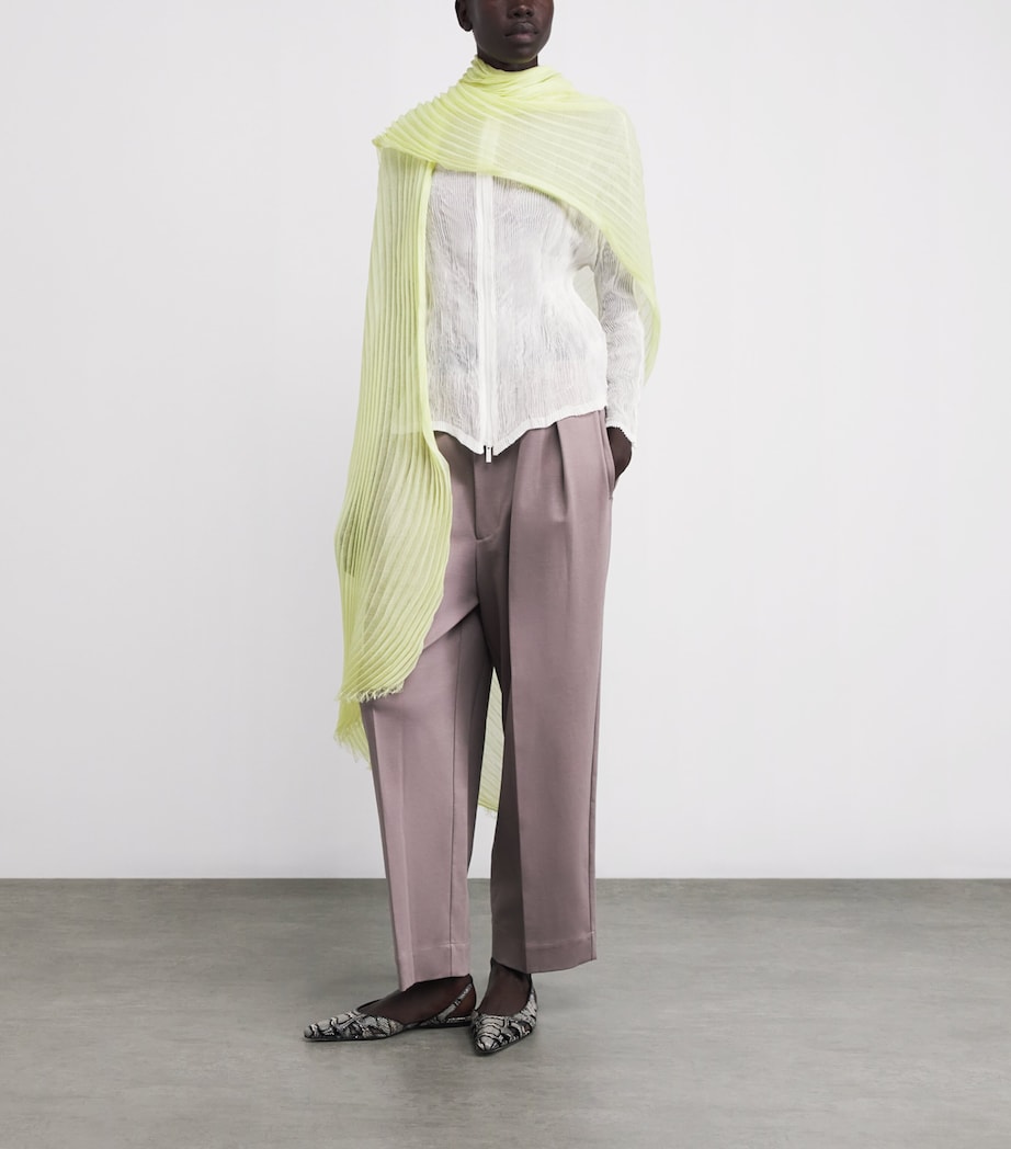 Chiffon Twist Pleats Zip Cardigan 01 Image 2