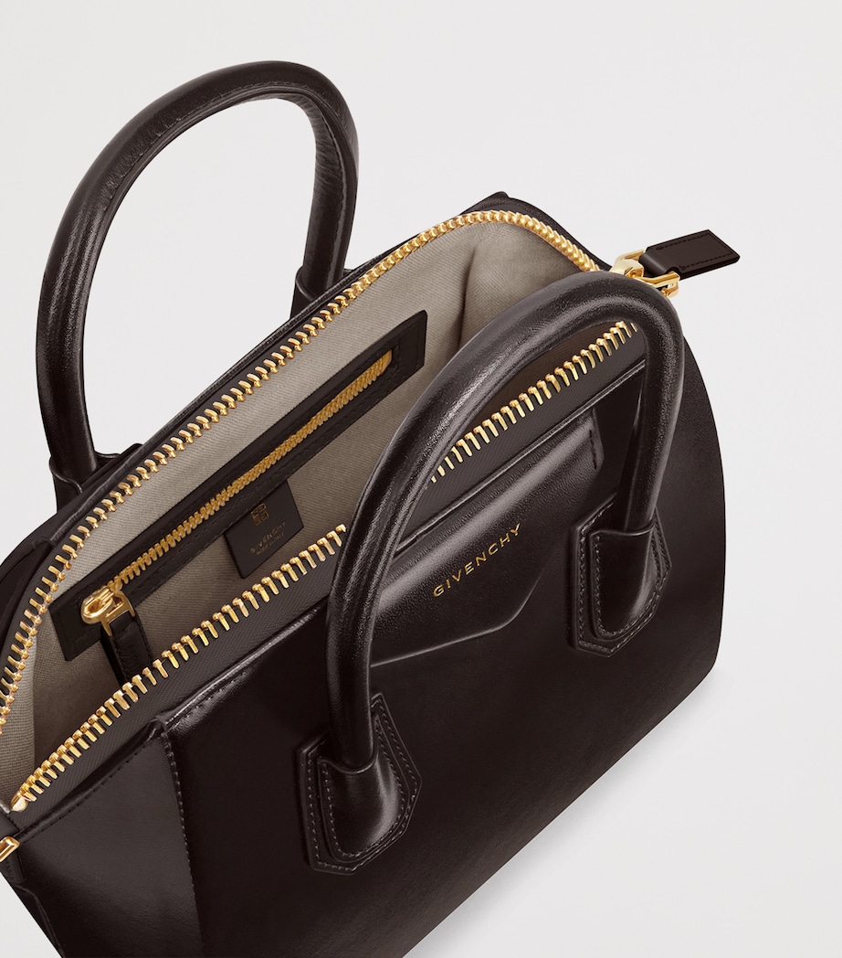 Small Leather Antigona Top-Handle Bag CHOCOLATE Image 4