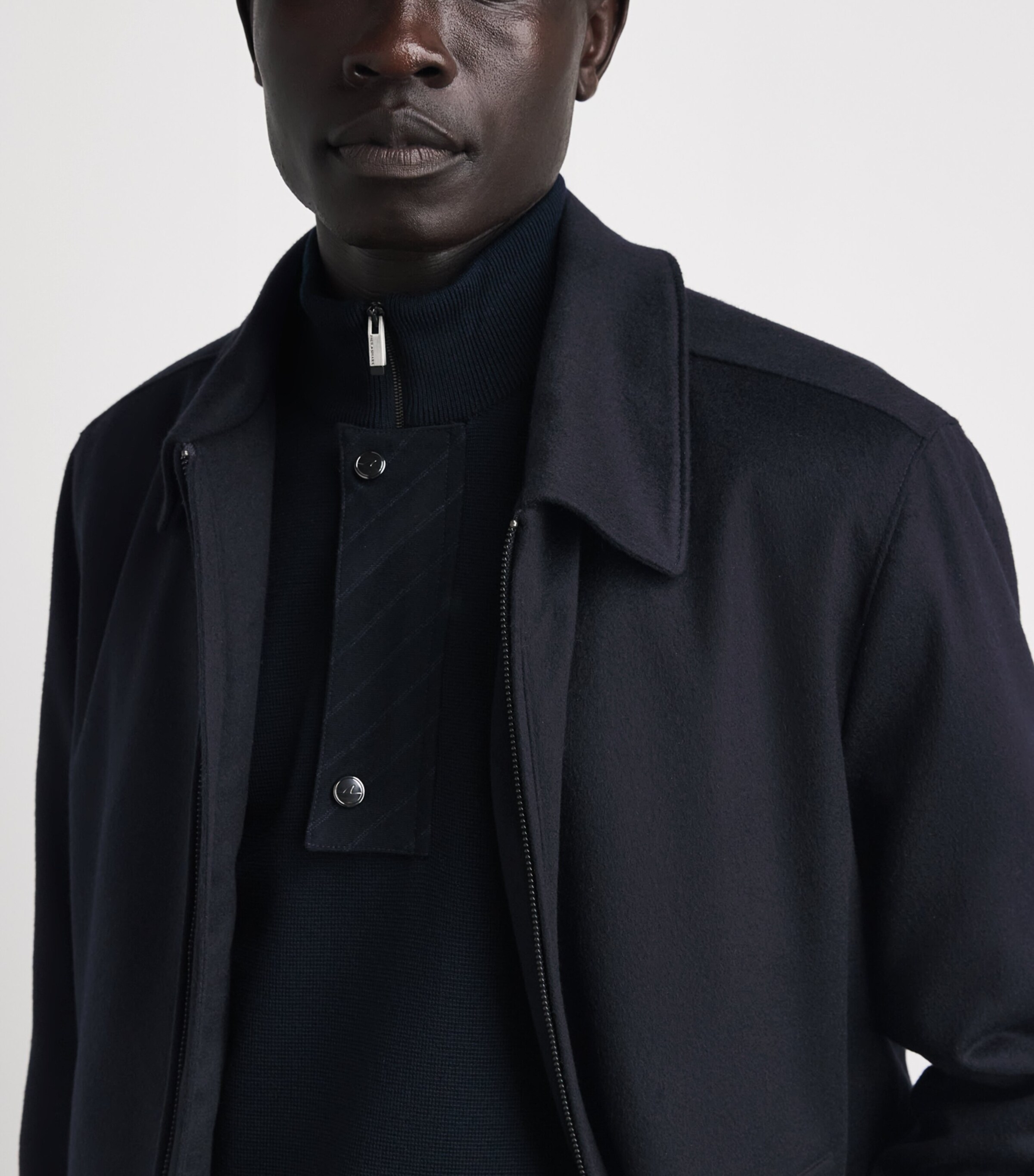 Corneliani Mens Cashmere Collar Jacket Navy Blue Image 3