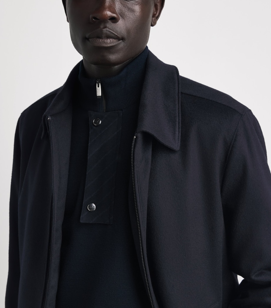 Corneliani Mens Cashmere Collar Jacket Navy Blue Image 3