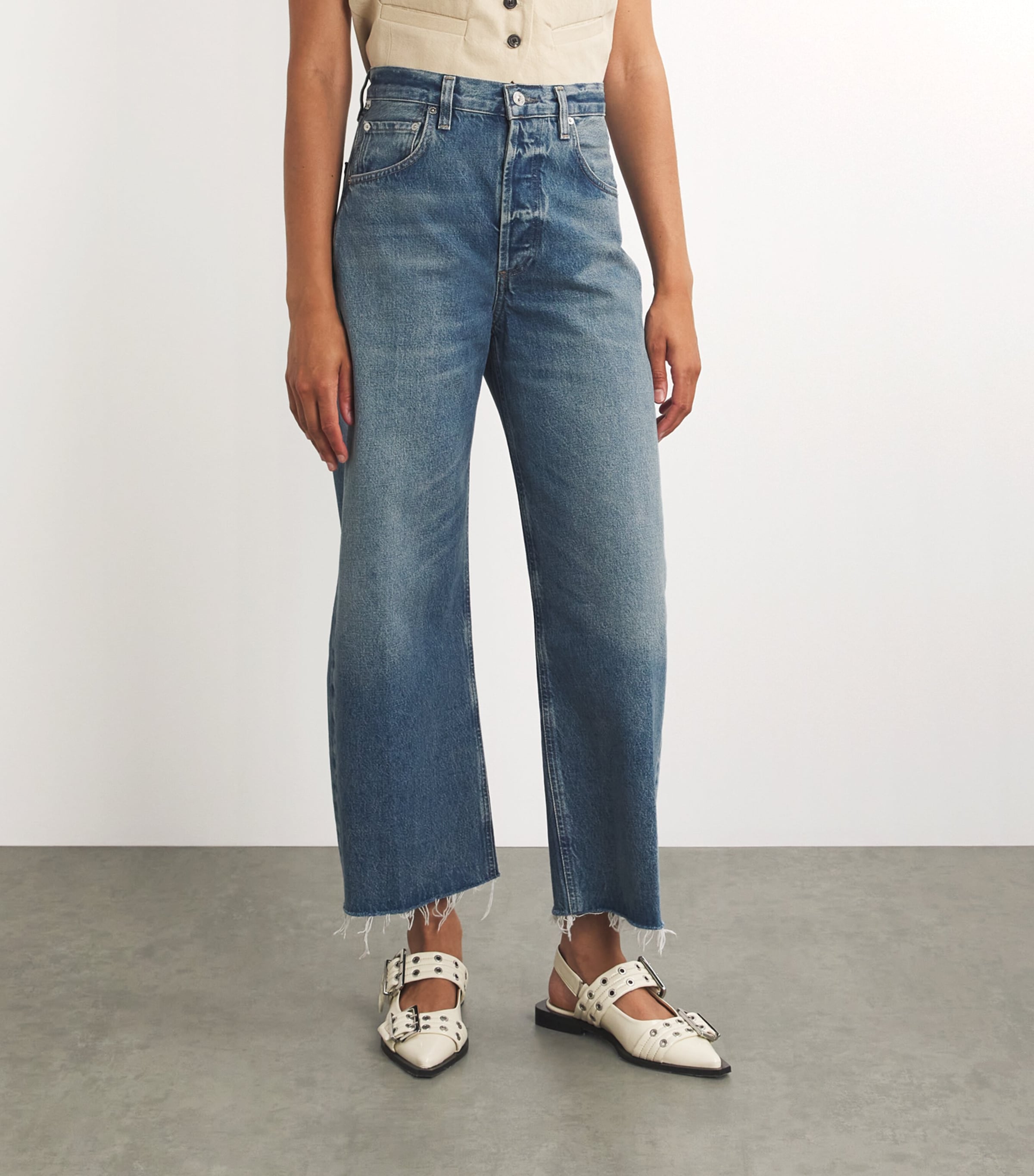 Raw-Hem Ayla Cropped Jeans DOHENY (LT INDIGO) Image 3