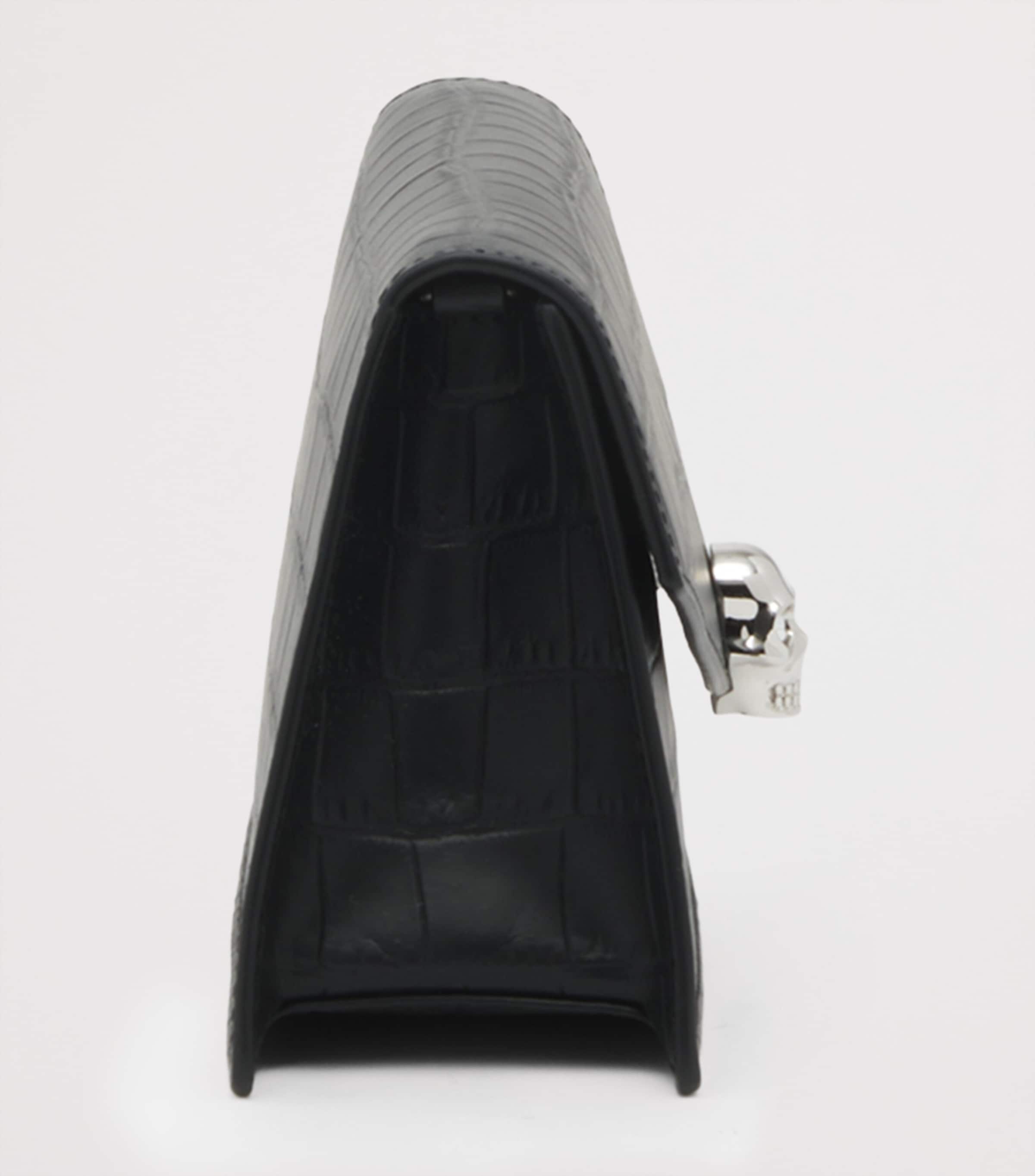 McQueen Mini Croc-Embossed Skull Shoulder Bag Image 4