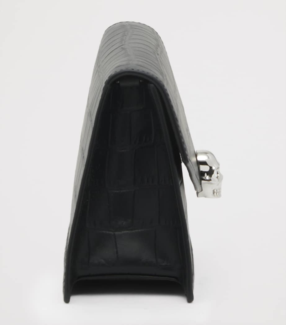 McQueen Mini Croc-Embossed Skull Shoulder Bag Image 4
