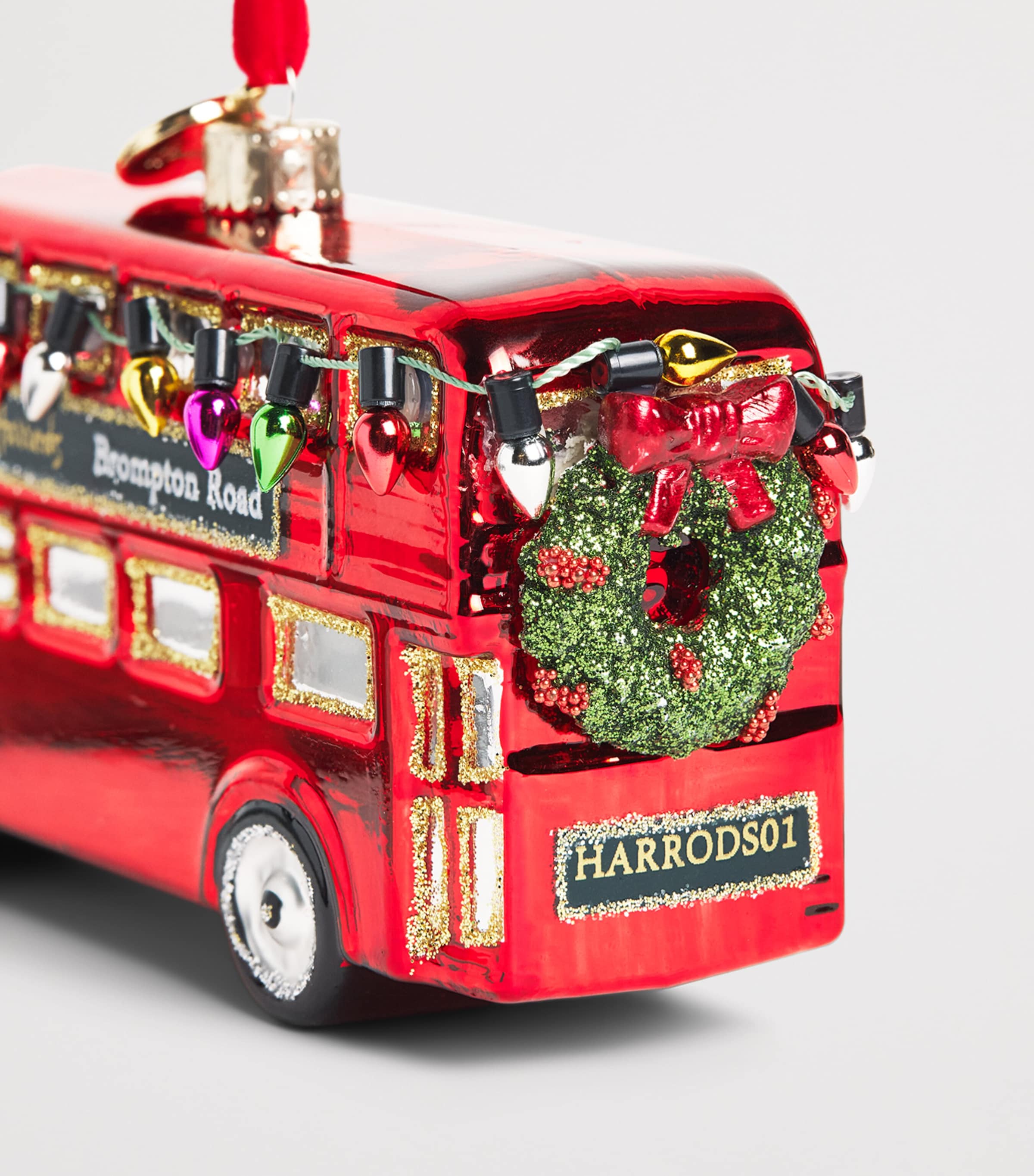 Harrods London Bus with Lights Tree Decoration Red Image 3