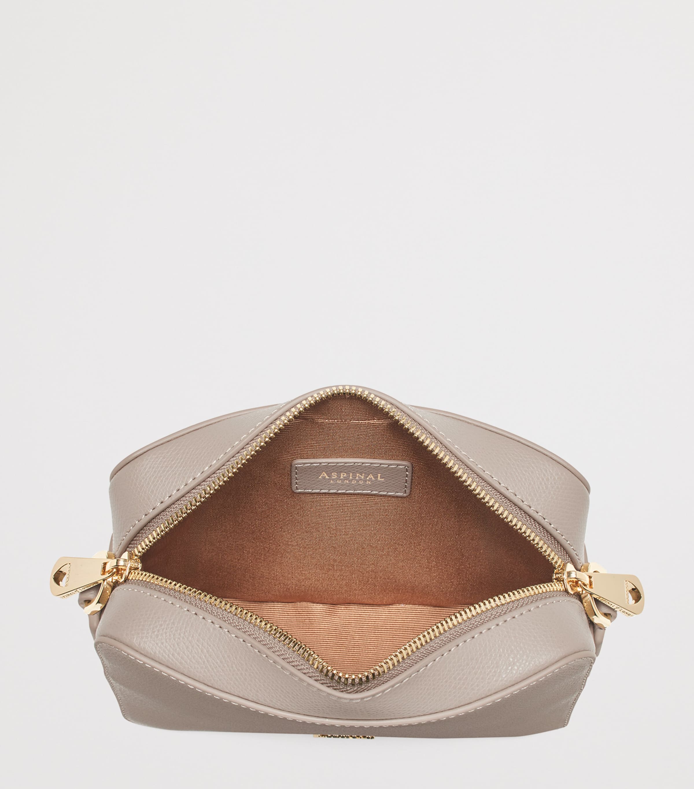 Leather Slot Weave Camera Bag TAUPE Image 4