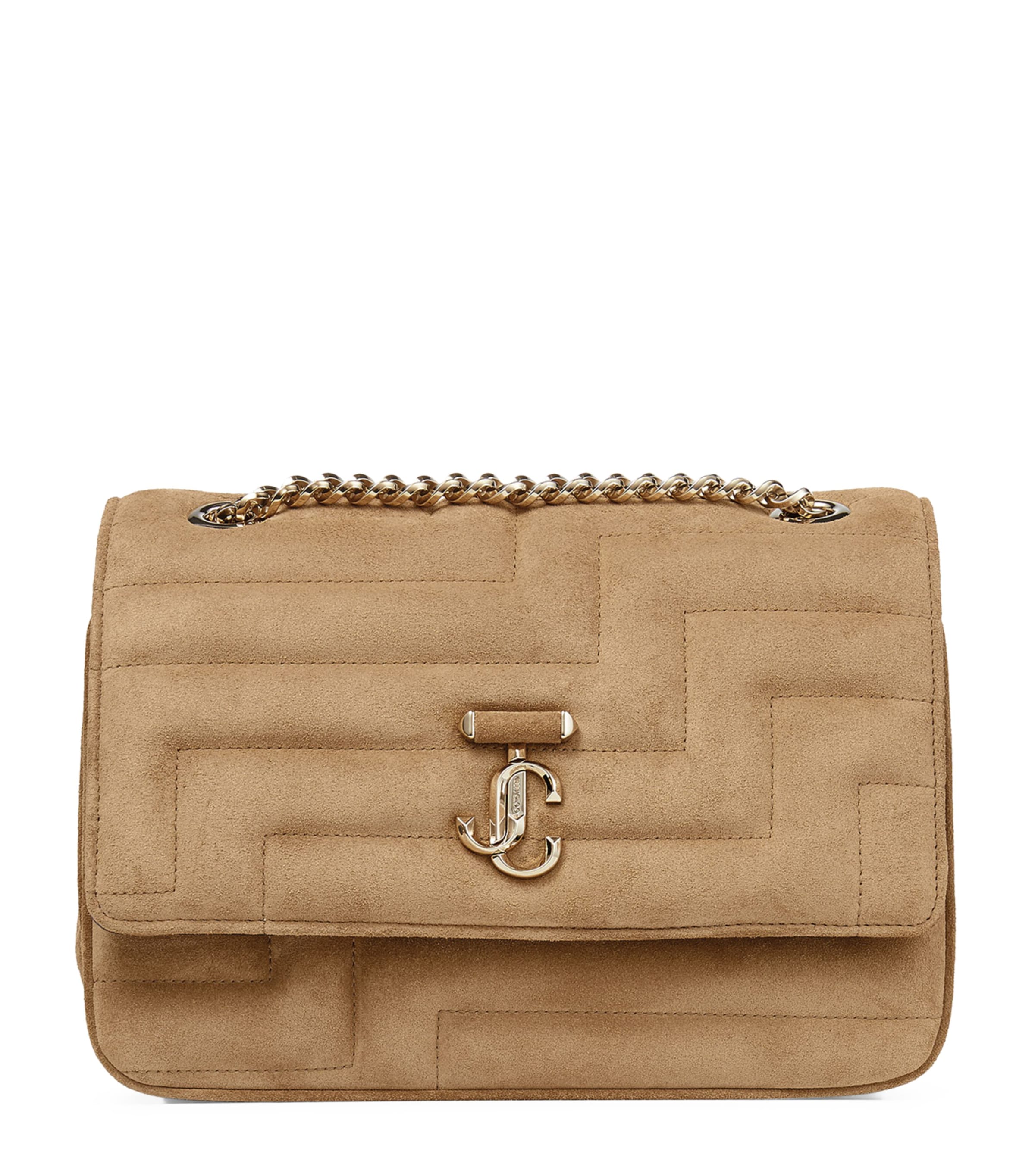 Jimmy Choo Suede Avenue Soft Shoulder Bag In Neutral