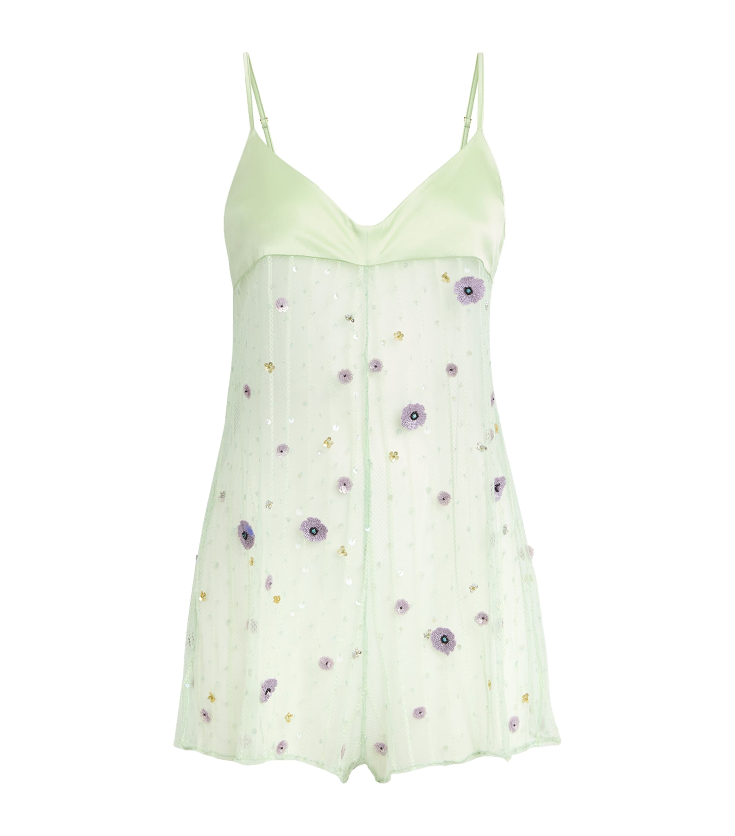 Kiki de Montparnasse Womens Embellished Muse Mini Playsuit Menthe/ Lilac Image 1