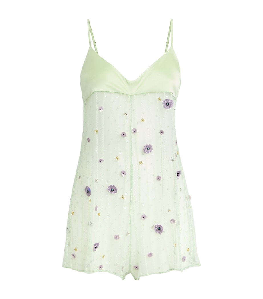 Kiki de Montparnasse Womens Embellished Muse Mini Playsuit Menthe/ Lilac Image 1