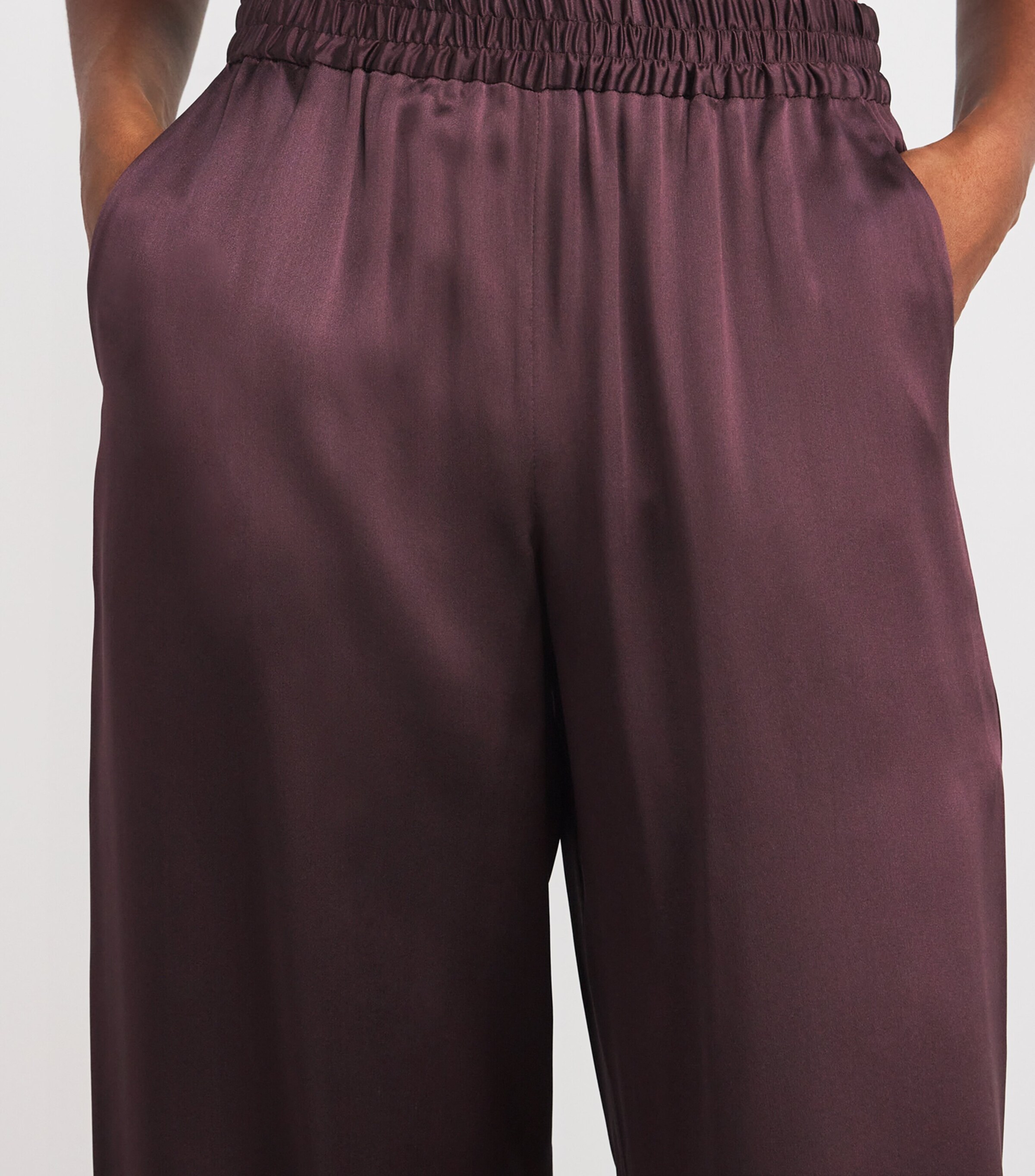 Eleventy Womens Silk Satin Palazzo Trousers Mosto Image 6
