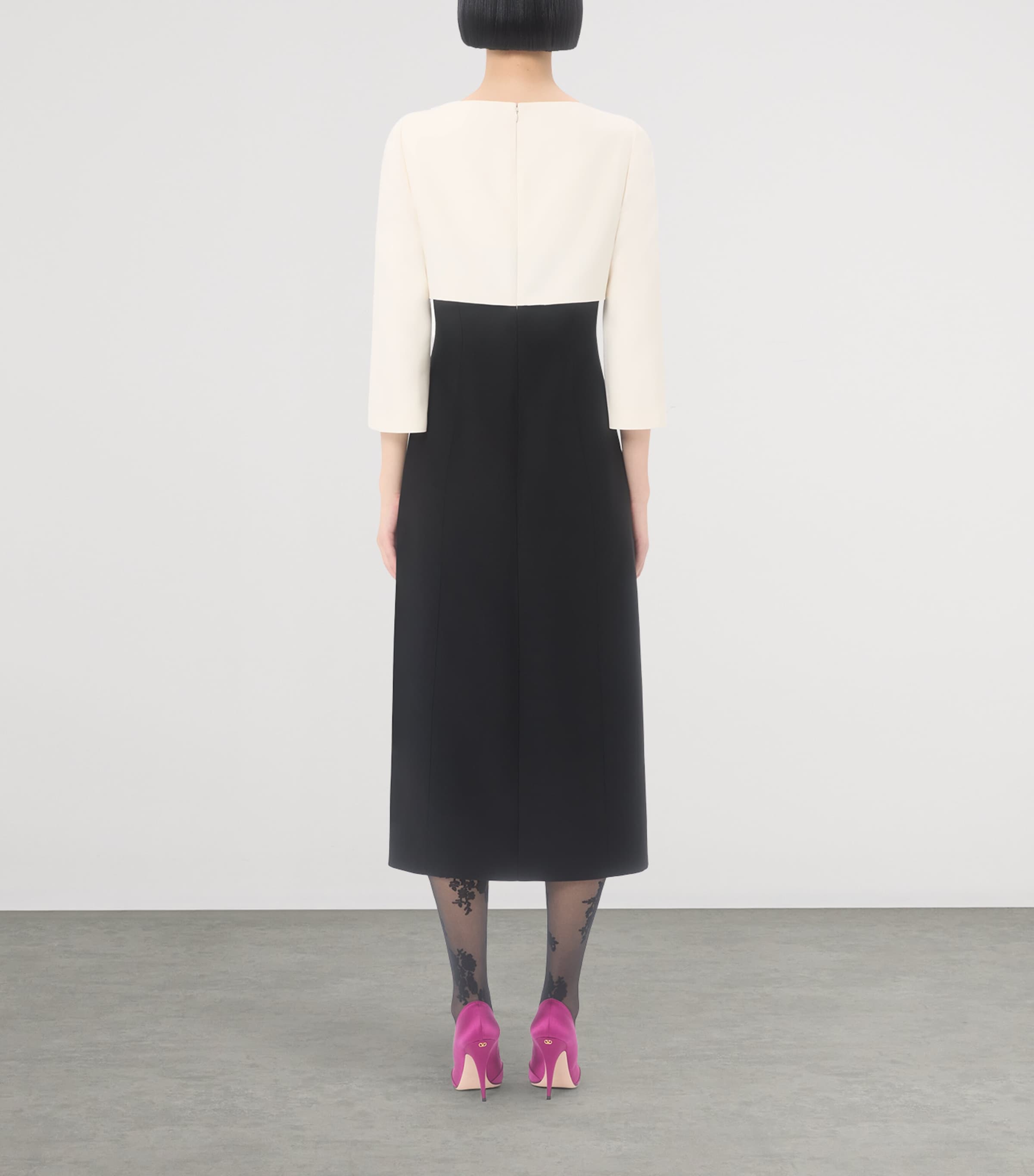 Wool-Silk Crepe Midi Dress 0NA Image 4