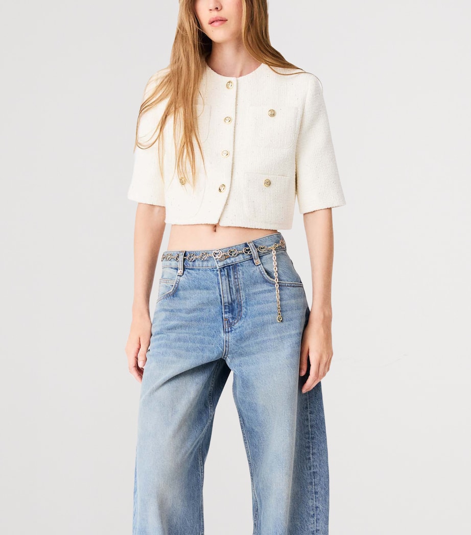 Maje Womens Tweed Cropped Jacket Ecru Image 5