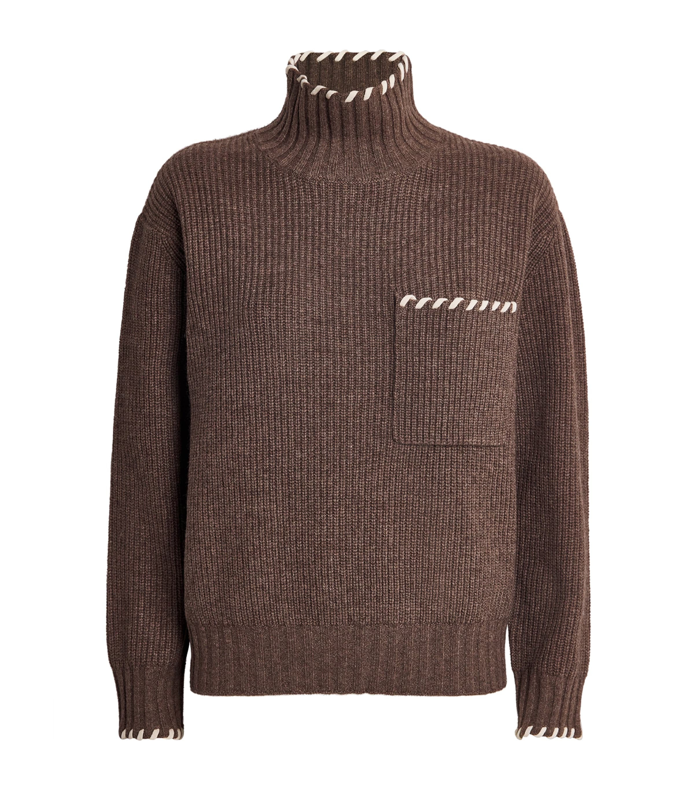 Sandro Wool-yak High-neck Sweater In Brown