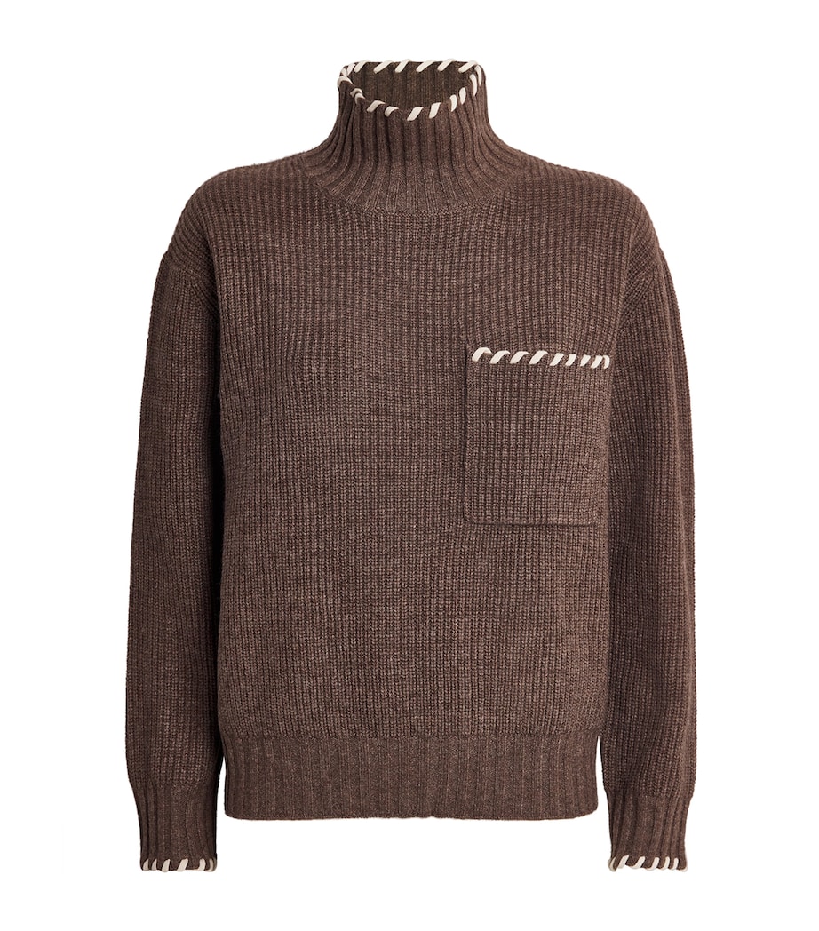 Wool-Yak High-Neck Sweater BROWN Image 1