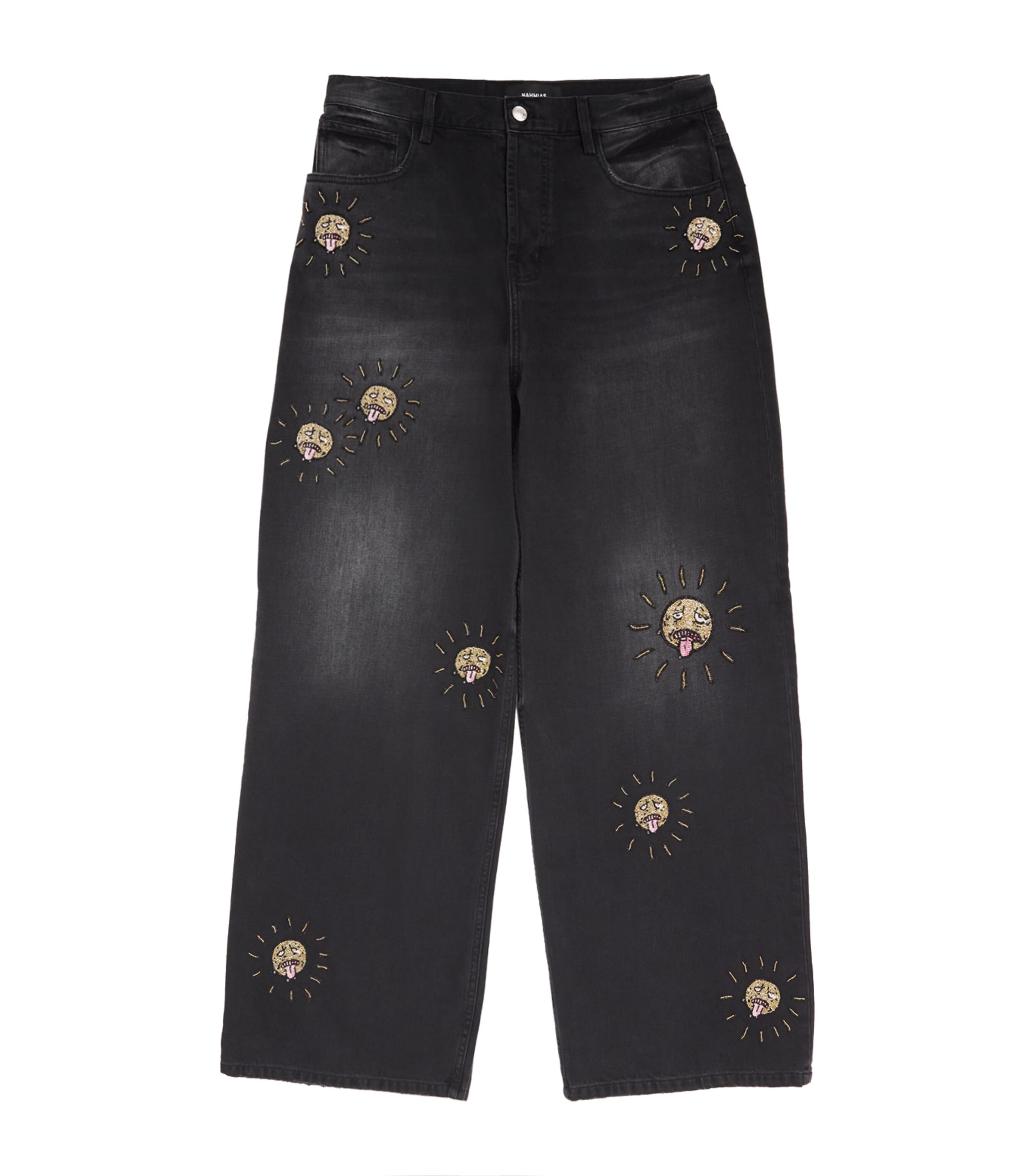 Shop Nahmias Beaded Skater Jeans In Black