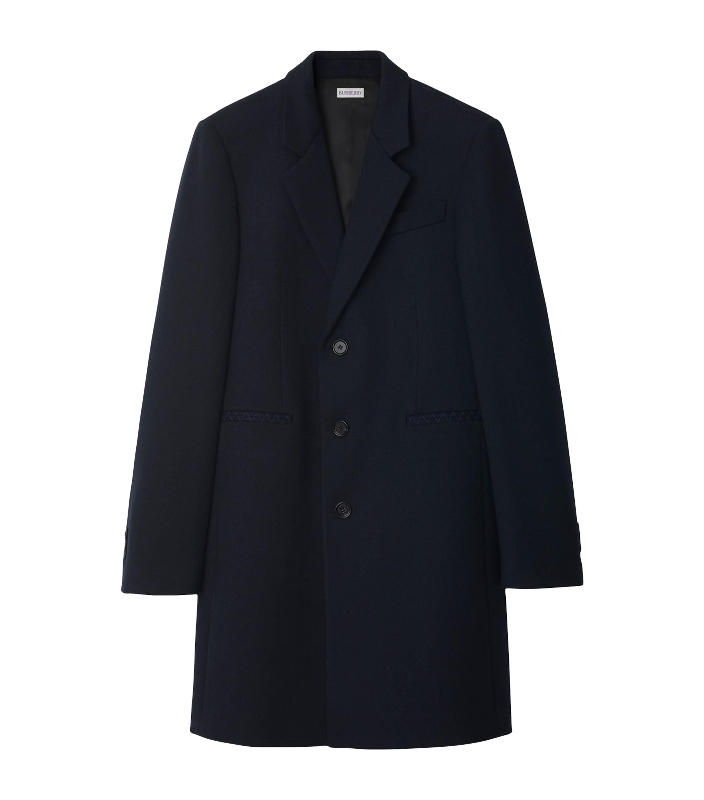 Burberry Classic Straight Cut Wool Jacket For Men In Blue