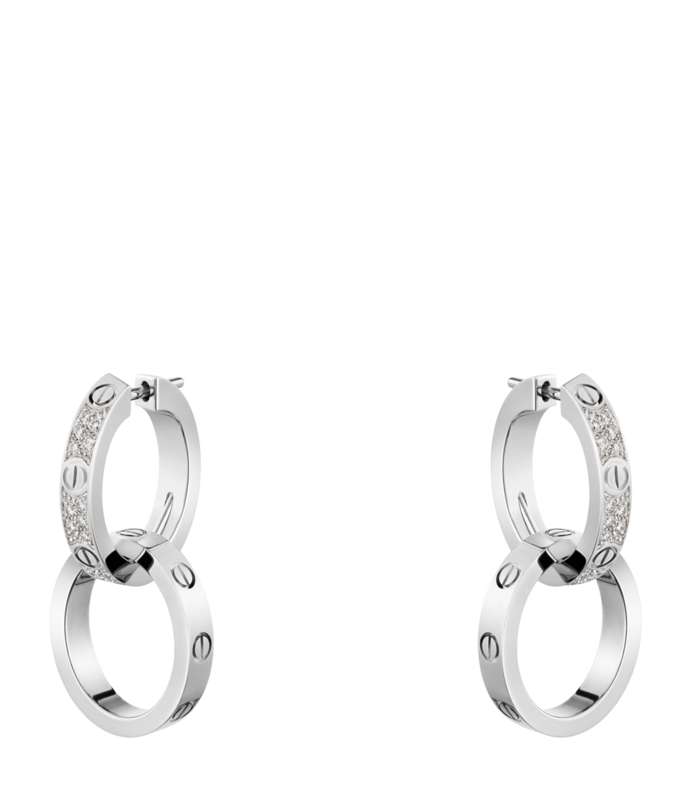 Cartier White Gold and Diamond LOVE Double Hoop Earrings White Gold Image 1