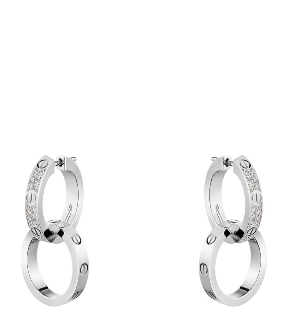 Cartier White Gold and Diamond LOVE Double Hoop Earrings White Gold Image 1