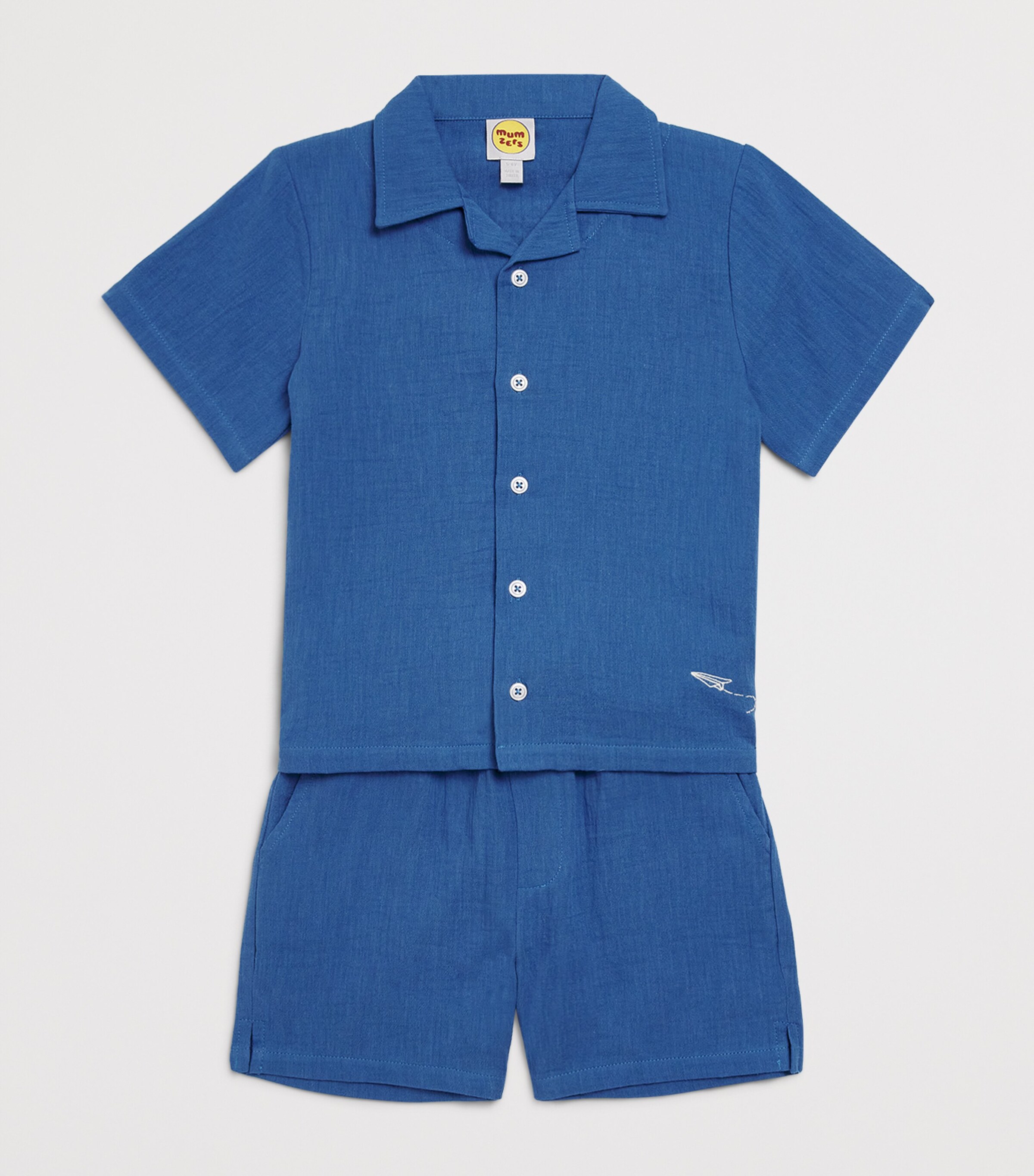 Mumzers Cotton Shirt and Shorts Set (3-8 Years) Deep Blue Image 3