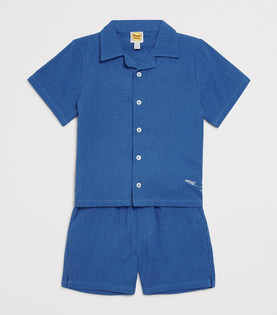 Mumzers Cotton Shirt and Shorts Set (3-8 Years) Deep Blue Image 3