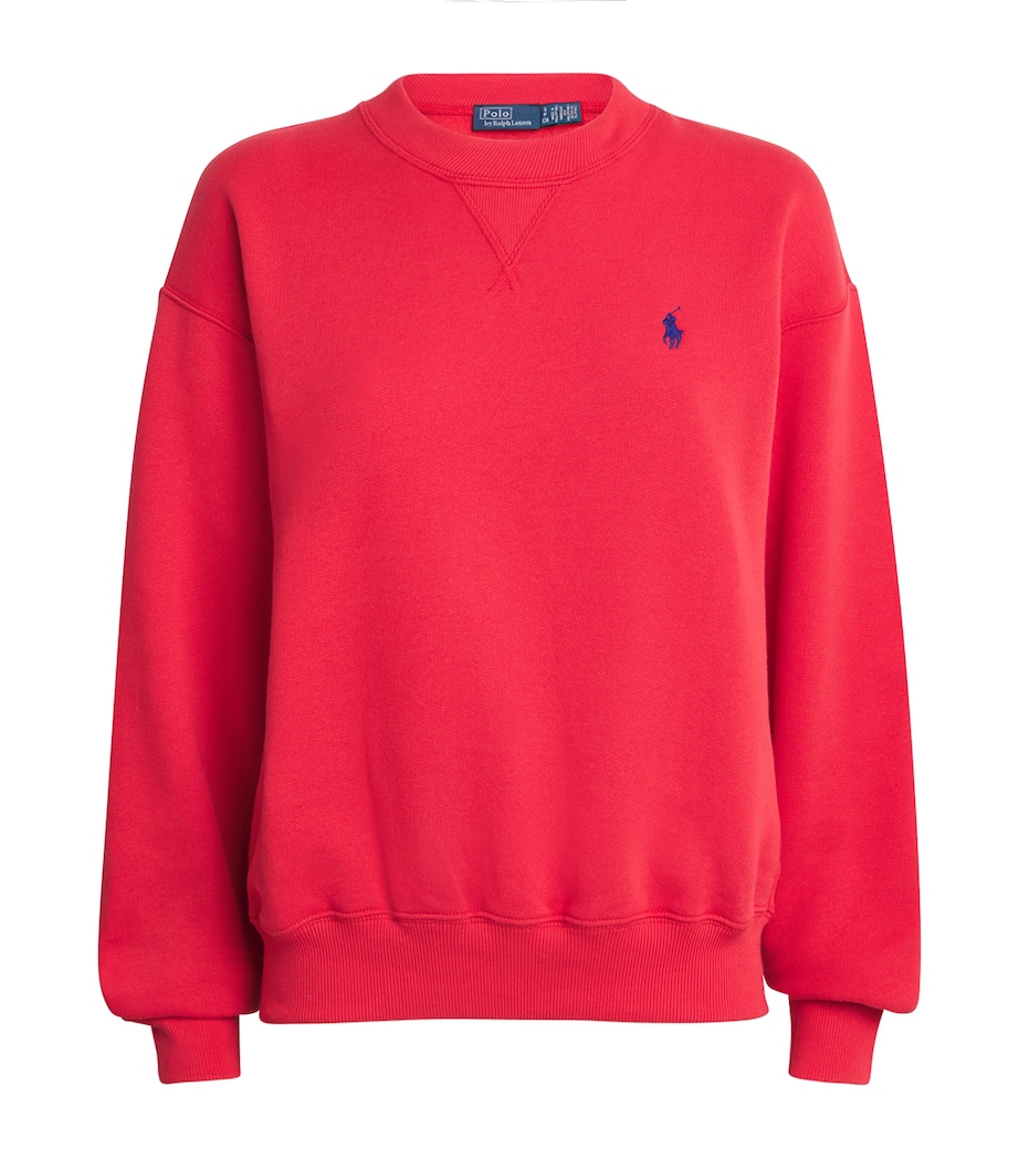 Cotton-Blend Polo Pony Sweatshirt DEEP ORANGEY RED Image 1