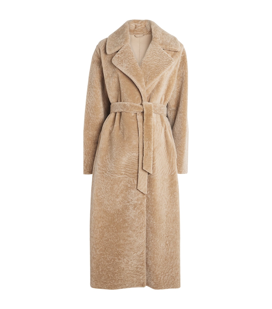 Eleventy Womens Shearling Long Trench Coat Sabbia Image 1