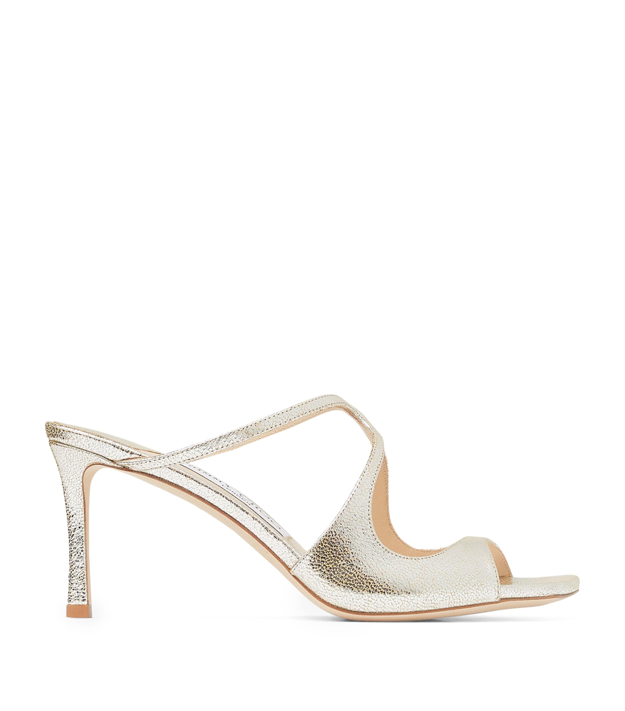 Jimmy Choo Womens Champagne Anise 75 Glitter-effect Leather Heeled Sandals In Neutral