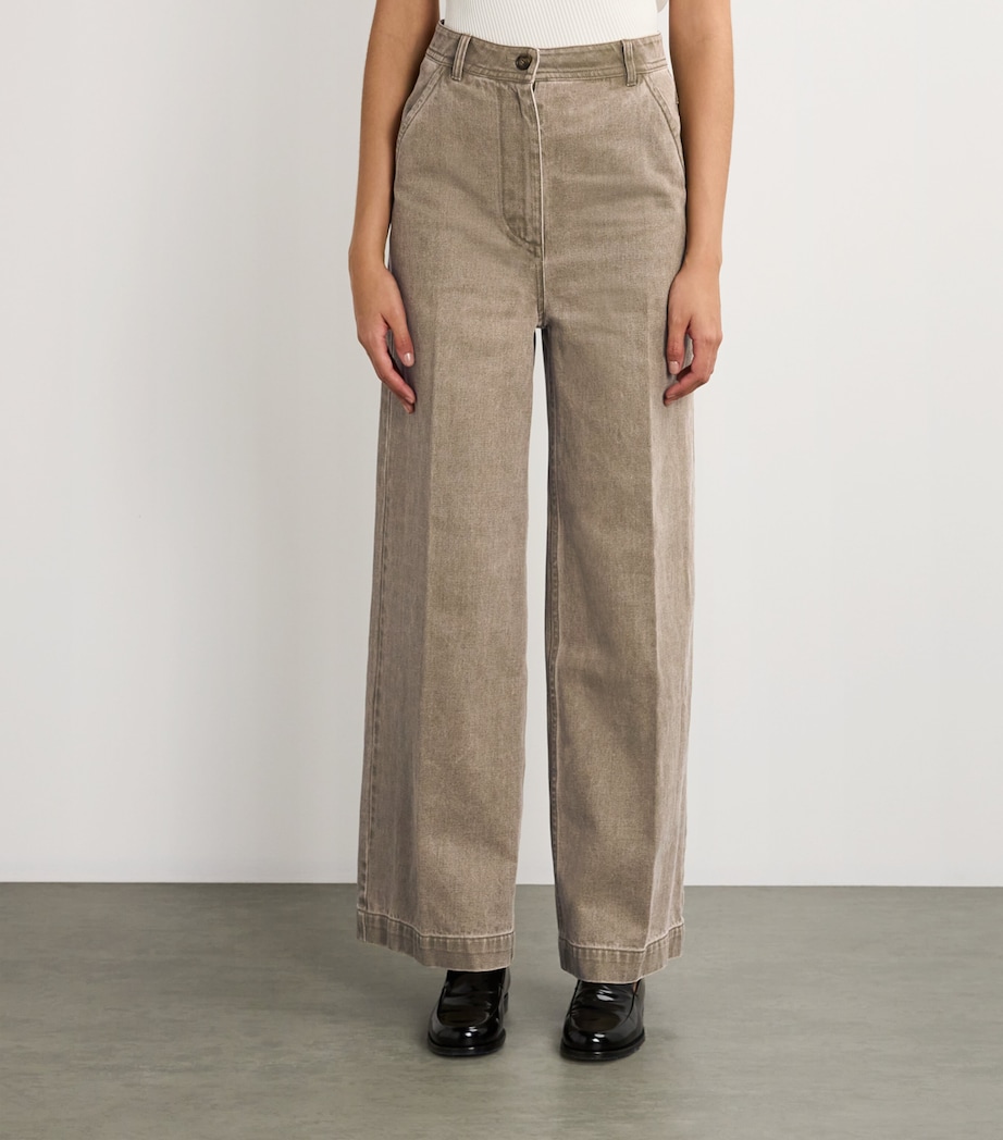 Yves Salomon Womens Wide-Leg Jeans Image 3