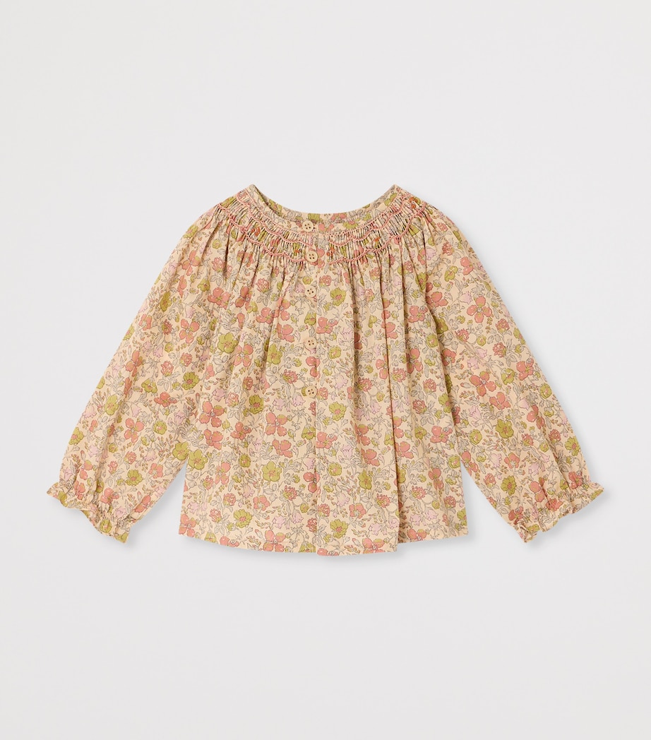 Bonpoint Cotton Floral Shirred Blouse (1-18 Months) Fl Make Up Image 2