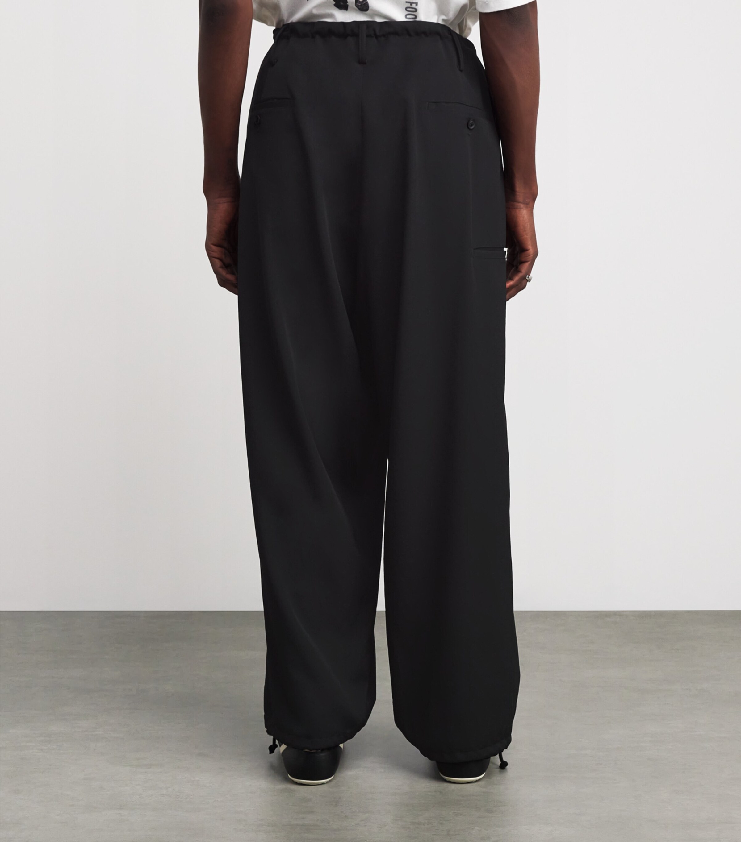 Yohji Yamamoto Mens Wool Garbadine Wallet Trousers Black Image 4