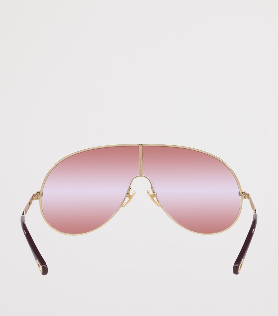 Chloé Metal Aly Shield Sunglasses Gold Image 4