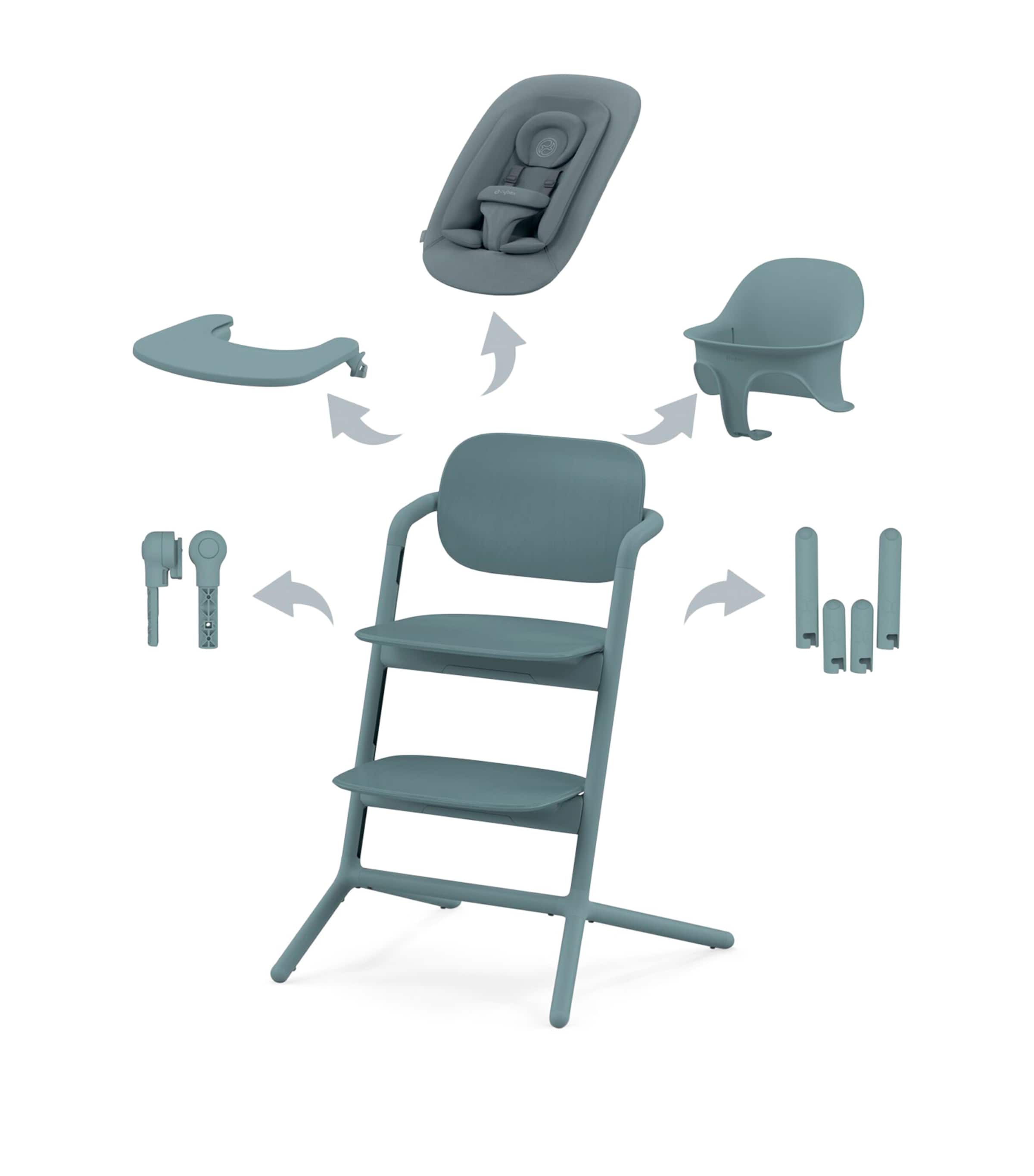 LEMO High Chair 4-in-1 Set - Stone Blue MID BLUE Image 2