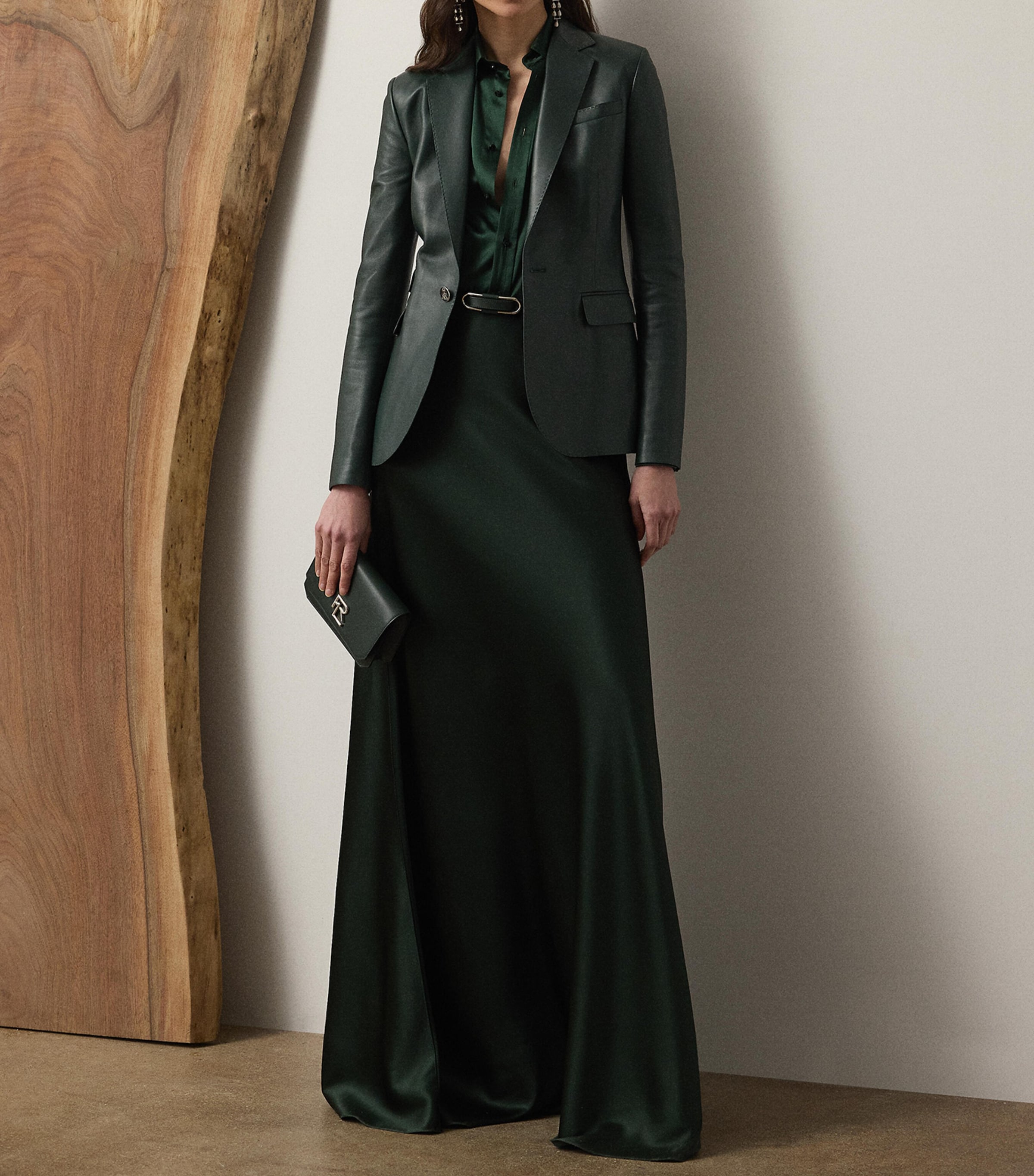 Ralph Lauren Collection Stretch Satin Masina Maxi Skirt