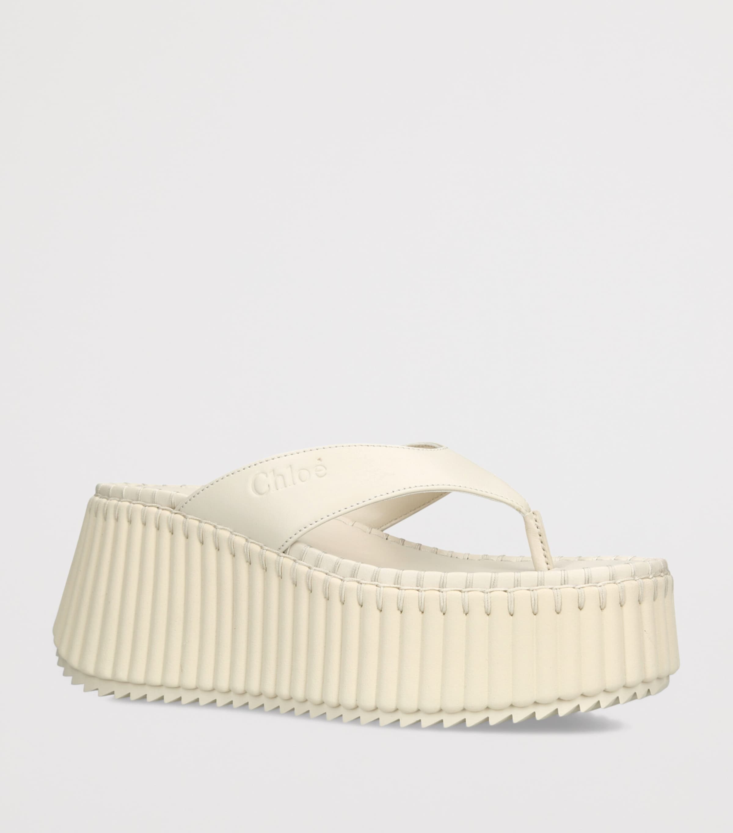 Chloé Leather Nama Platform Thong Sandals 50 White Image 2