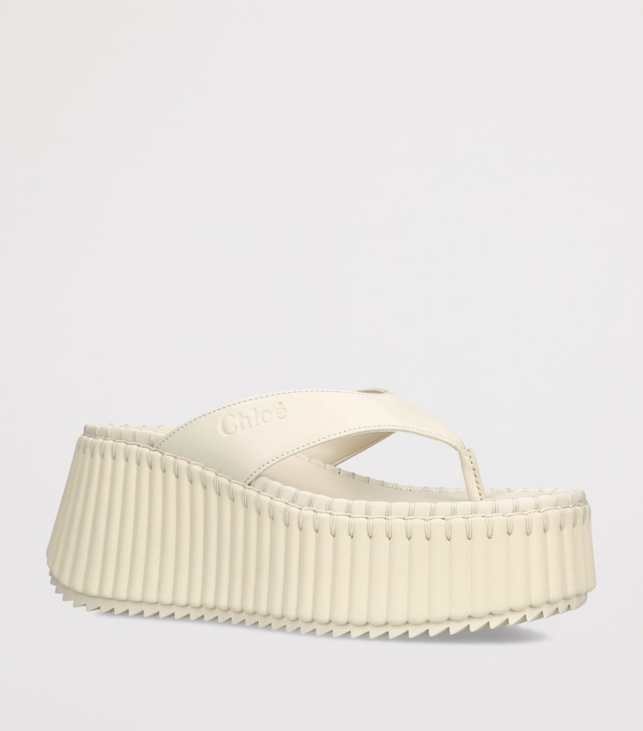 Chloé Leather Nama Platform Thong Sandals 50 White Image 2