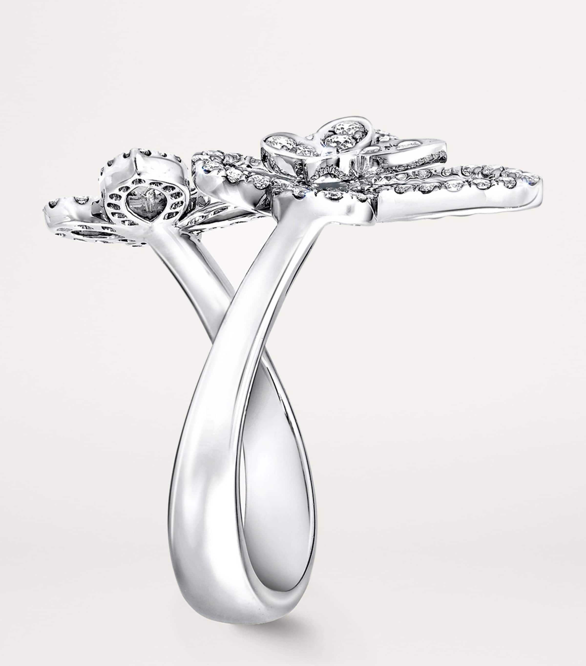 White Gold and Diamond Butterfly Ring WHITE GOLD Image 3