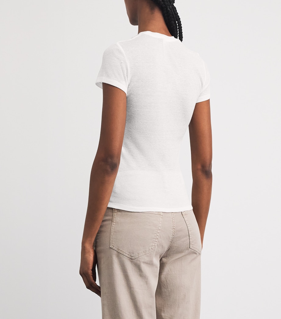 Skims Womens Semi-Sheer Ribbed T-Shirt Snow Image 5