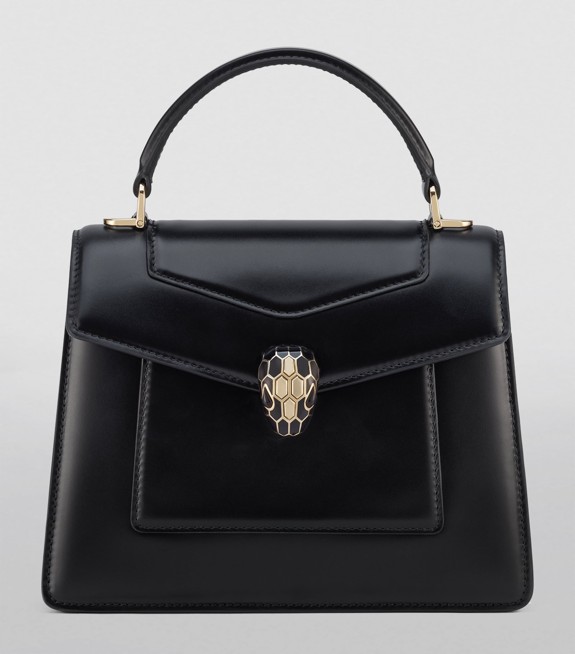 Leather Serpenti Forever Top-Handle Bag BLACK Image 2