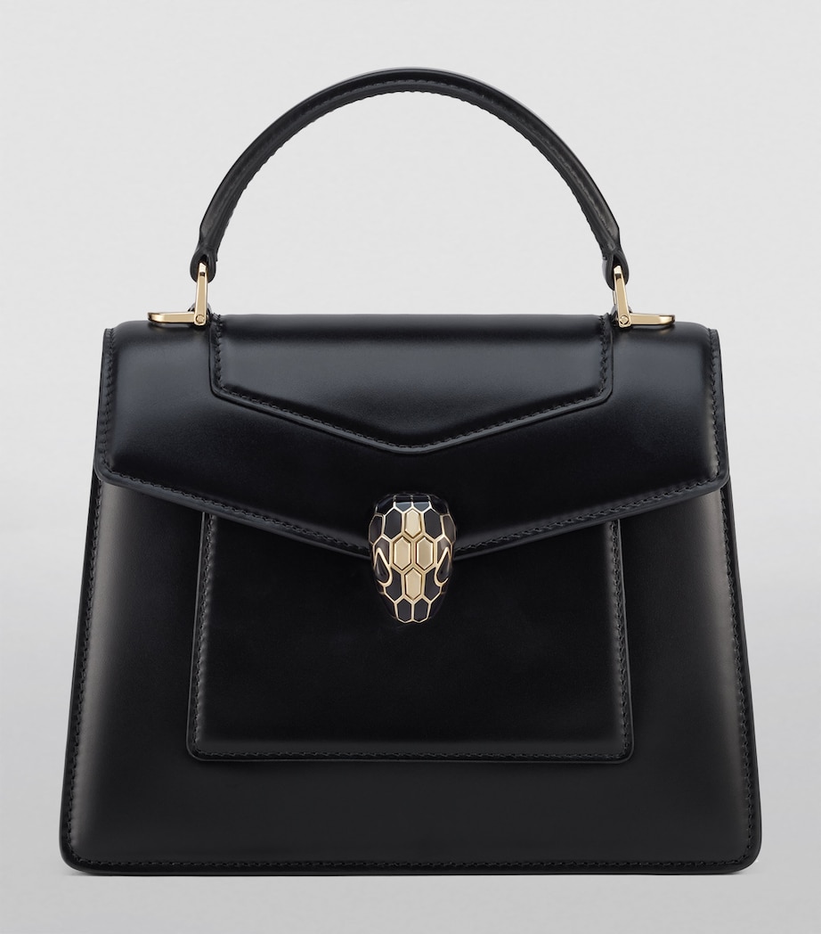 Leather Serpenti Forever Top-Handle Bag BLACK Image 2
