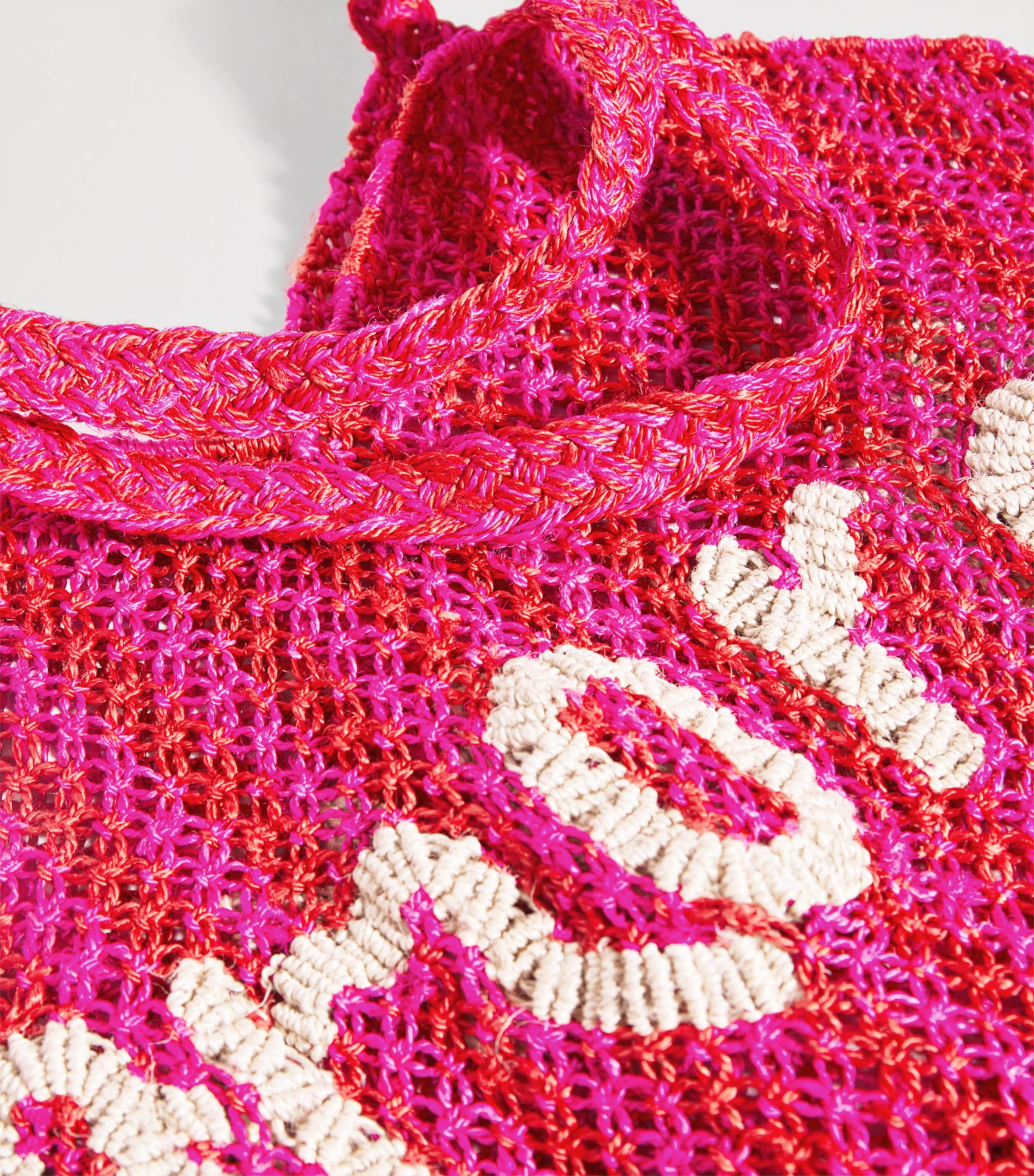 Large Stripe Dora Amore Tote Bag PINK SCARLET NATURAL Image 6