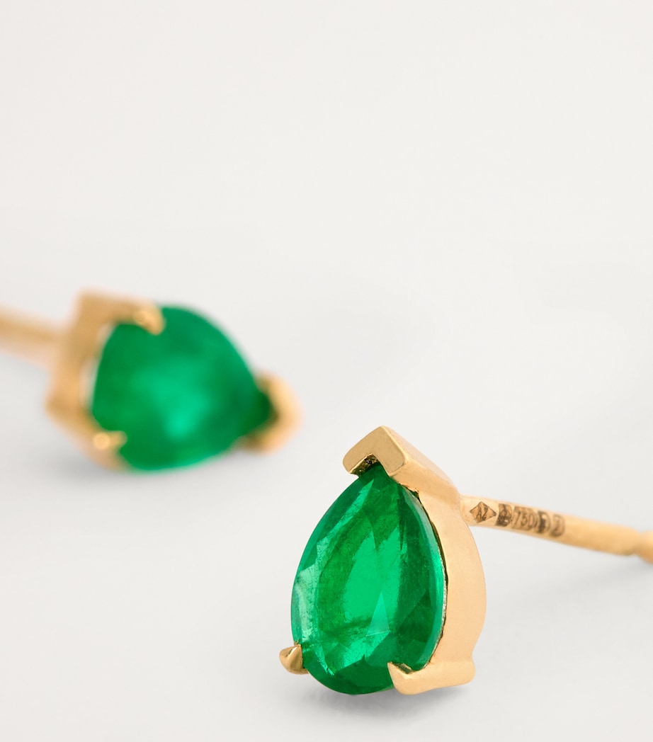 Yellow Gold and Emerald Stud Earrings YELLOW GOLD Image 6